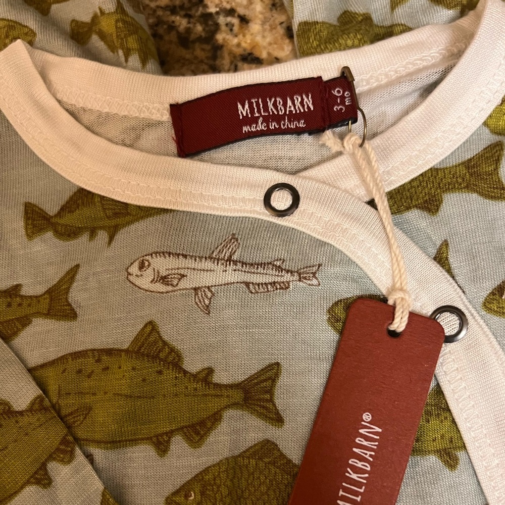 MILKBARN FISH Infant onesie snap suit 1-piece footed Pajamas NEW tag on SOFT!